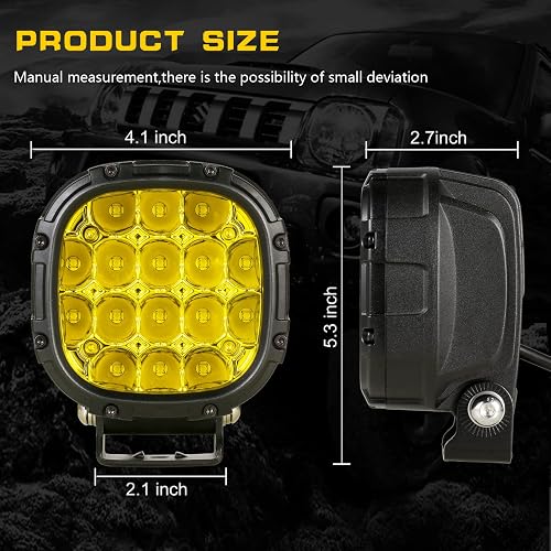 BIGLION.X 5 Inch Round Amber LED Off-Road Lights - 160W, 18800LM, IP69K (Pair With Wiring Harness)