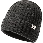TOP-EX PolarWool™ L/XL/XXL 100% Merino Wool Beanie Fleece Lined Hat Watch Cap for Cold Weather Winter Warm