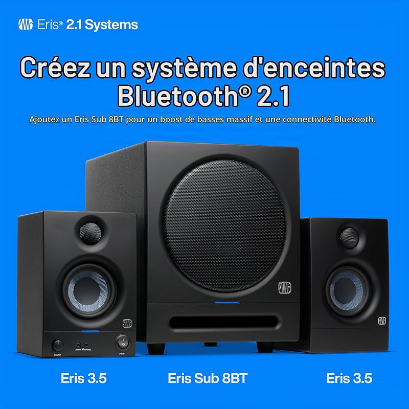 Eris 3.5 Gen 2, Enceintes Actives 3,5" de Bureau pour Multimédia, Gaming, Production Musicale de Qualite Studio, Puissance de 50 W