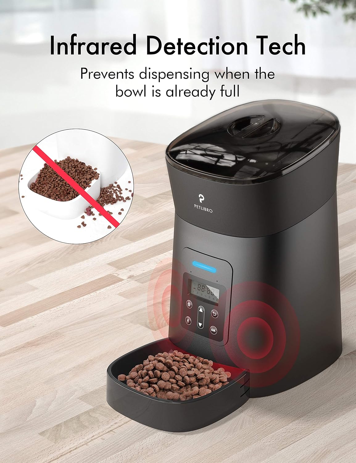 Kitchen & Dining : PETLIBRO Automatic Cat Feeder, 4L Auto Pet Dry Food Dispenser with Clog-Free Design, Low Food LED Indication, 0-50 Portion Control for 1-6 Meals Daily, 10s Voice Recorder for Small & Medium Pets : 