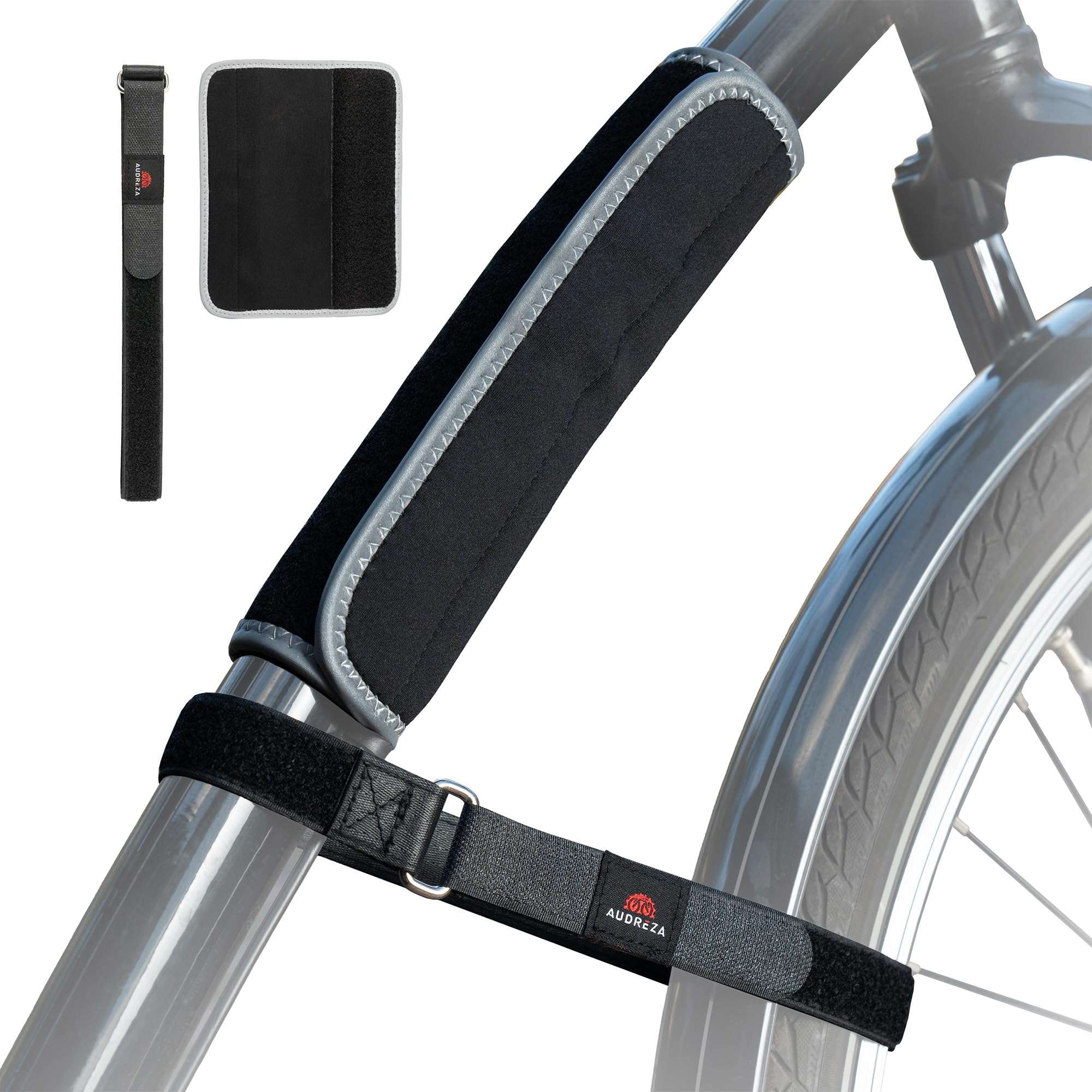 Bicycle Frame Protector and Bicycle Carrier Strap Set Made of Neoprene Protective Cover and Bicycle Stabiliser Strap Frame Protection Lashing Strap Bicycle Accessories 2-Piece Set