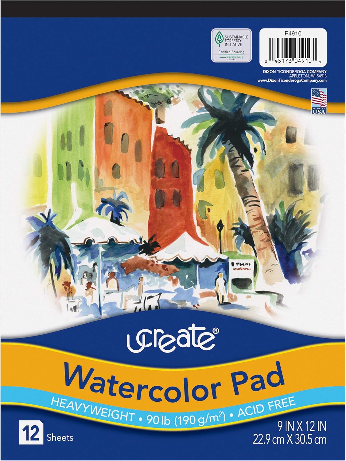 UCreate Watercolor Pad, 90 lb, 9" x 12", 12 Sheets : Office Products