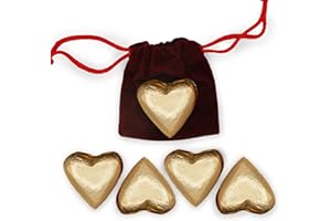 LUENE Gold Heart Love Token Keepsake Lucky Charm (Pack of 5) - Pocket Get Well Soon, Thinking of You, Good Luck, Miss You Pendant - Cheer up, Comfort, Sympathy for Family, Friends, Men and Women