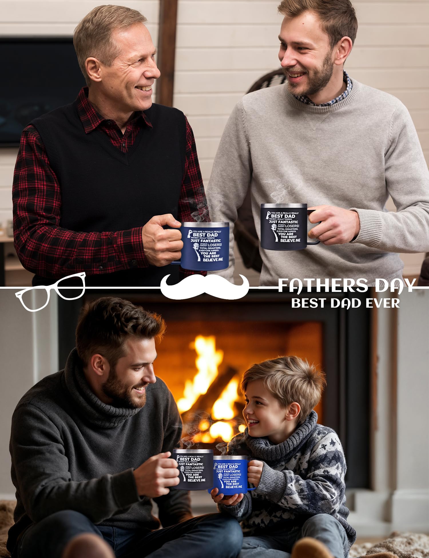Cessfle Christmas Gifts for Dad, 14oz Funny Trump Dad Mug, Funny Dad Birthday Gifts from Daughter Son Wife Kids, Best Dad Coffee Mug for Dad Husband Men(Blue Gray)