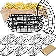 10 PCS Black Wire Bread Basket Oval Metal Dinner Roll Baskets For