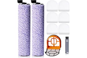 KELUKE 9 Pack Replacement Roller Brush and Foam Filters Kit Compatible with Shark WD101,AW302,WD201, WD161 WD261 AW261 Hydrovac XL 3-in-1 Vacuum Cleaner, Cordless Pro XL Vacuum Accessories