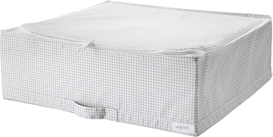 MBI - Caja de almacenaje (55 x 51 x 18 cm), Color Blanco y Gris: Amazon.es: Hogar