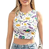 Leevuyu Women Crop Top Tank Tops Sleeveless Printed Shirts
