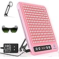 Red Light Therapy for Face, 225 Dual Chip Portable Red Light Therapy Panel Device with 660nm Red Light & 850nm Near Infrared Light Lamp with Stand Timer for Body Face Pain Relief Skin Care (Pink)