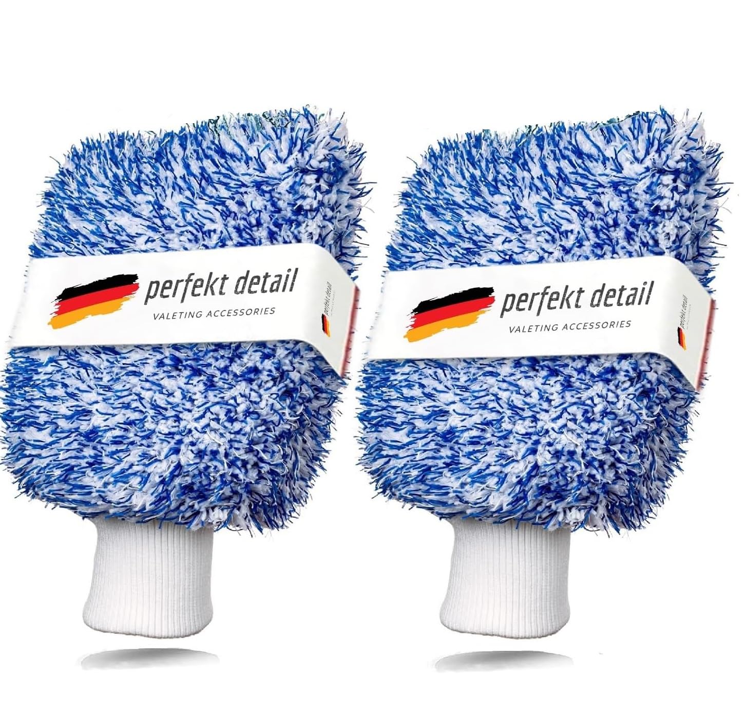 KITONI Premium Detailing Microfibre Car Wash Mitt | 2 Pack Blue Microfiber Detailing Glove | Ultra Soft, Absorbent, and Scratch-Free Cleaning Gloves Elastic Wrist Cuffs for Cars, Motorcycle, and RV
