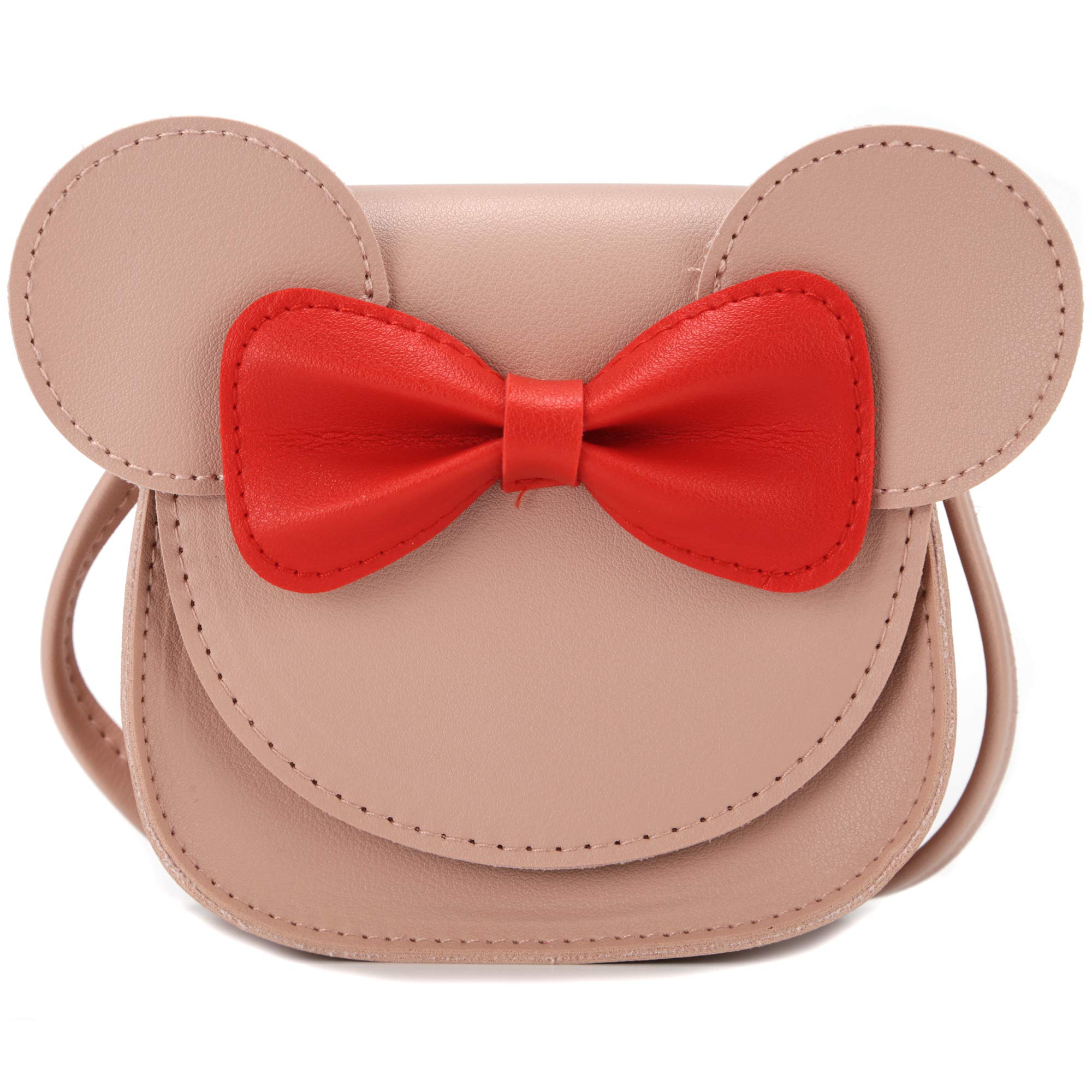 Photo 1 of QiMing Little Mouse Ear Bow Crossbody Purse,PU Shoulder Handbag for Kids Girls Toddlers(RedPink2)