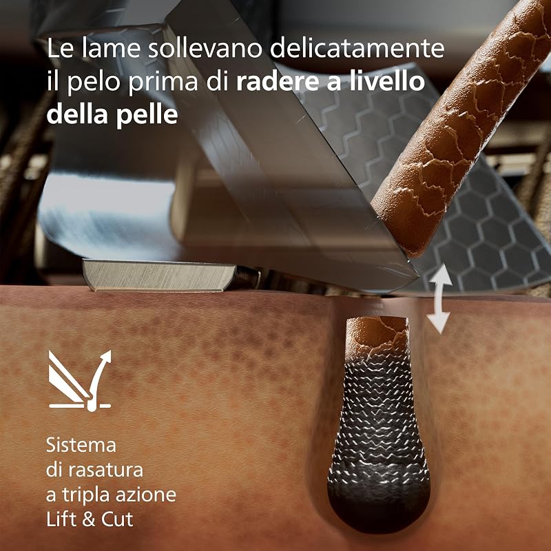 Shaver i9000 Prestige Ultra, rasoio elettrico Wet & Dry, tecnologia Skin IQ Pro, triplo sistema Lift & Cut, lame di precisione NanoTech 360º, 5 modalità di rasatura, modello XP9404/38
