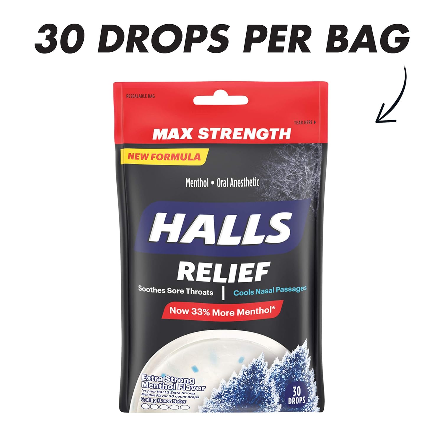 HALLS Relief Max Strength Extra Strong Menthol Throat Drops, 12 Packs of 30 Drops (360 Total Drops) : Grocery & Gourmet Food