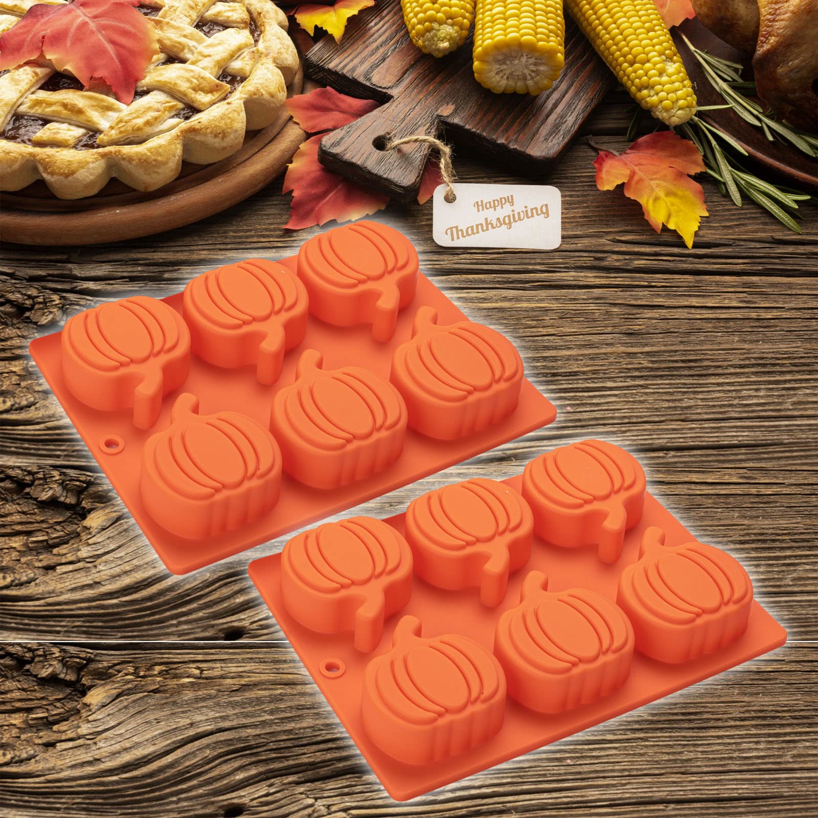 Pumpkin Muffin Mold 3 Pack Pumpkin Cake Pan Silicone Molds, Mini Cake Trays Thanksgiving Halloween Baking Molds Cupcake Pan Hot Chocolate Bomb Mold for Thanksgiving Fall Baking