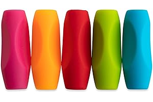 HOM-OUTDEER Dash Sensations Lead Pencil and Long Pen Grips 5 Pack - Ambidextrous Writing Aid for Children and Adults, Soft and Comfortable Rubber-Like Corrective Finger Tool - Assorted Colors