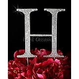 Unik Occasions Collection Crystal Rhinestone Wedding Cake Topper, Small, Letter H, Silver