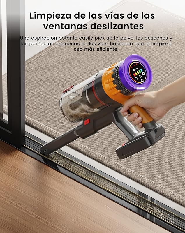 V1 Aspirador Sin Cable 40 KPa,Potente,Filtración de 5 Capas,Amarillo