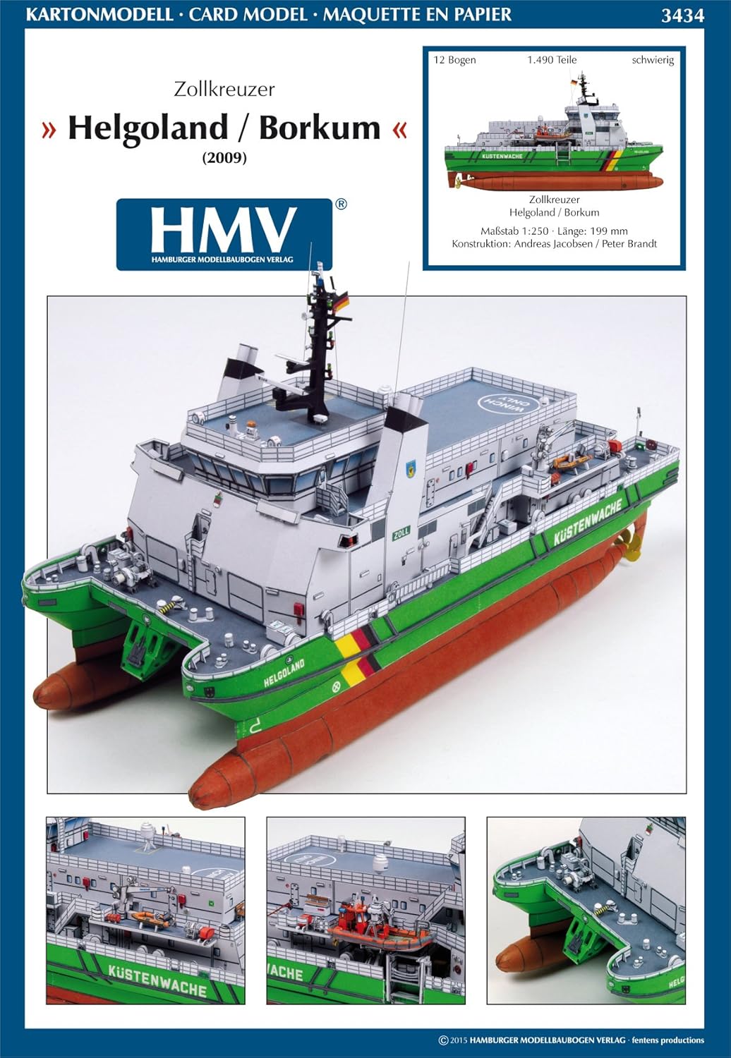 Amazon.com: HMV 3434 Cardmodel German customs cruiser Helgoland / Borkum:  Toys & Games