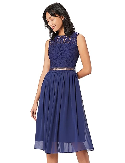 TRUTH & Fable Lace Trim Bridesmaid Midi Hochzeitskleid