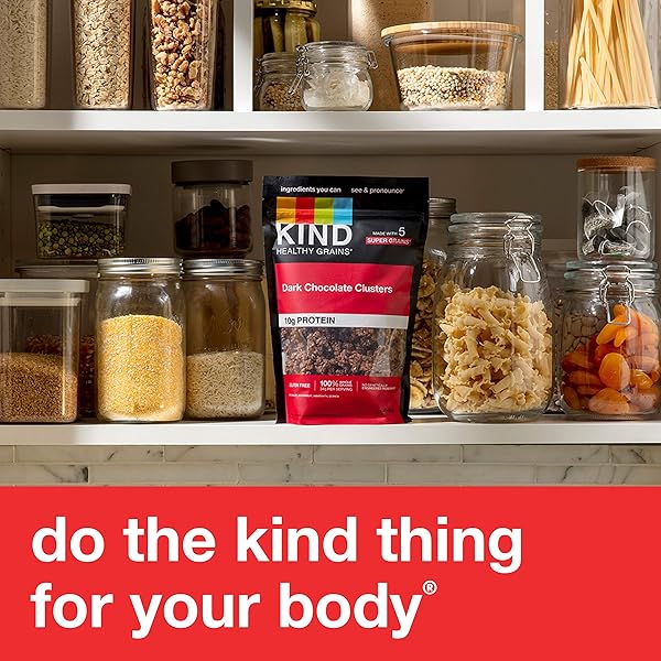 KIND HEALTHY GRAINS GRANOLA, DARK CHOCOLATE CLUSTERS, GLUTEN FREE, HEALTHY SNACK MIX, 10G PROTEIN, 11OZ, 1 COUNT