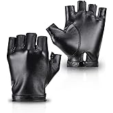 Accmor Fingerless PU Faux Leather Gloves, Driving Gloves Outdoor Sports Cosplay Costume Half Finger Glove for Women Men Teens