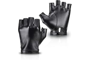 Accmor Fingerless PU Faux Leather Gloves, Driving Gloves Outdoor Sports Cosplay Costume Half Finger Glove for Women Men Teens