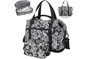 CONTAIL Women Weekender Bags,Personal Item Overnight Travel Duffel Bag with Shoes Compartment and Separate Toiletry Bag