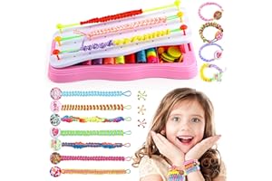 Daisiki Friendship Bracelet Kit & Bracelet Making Kit for Girls Gifts, Arts and Crafts for Kids Ages 8-12 Birthday Gift, Popular String Maker Toys, Ideal for Travel Pink Set