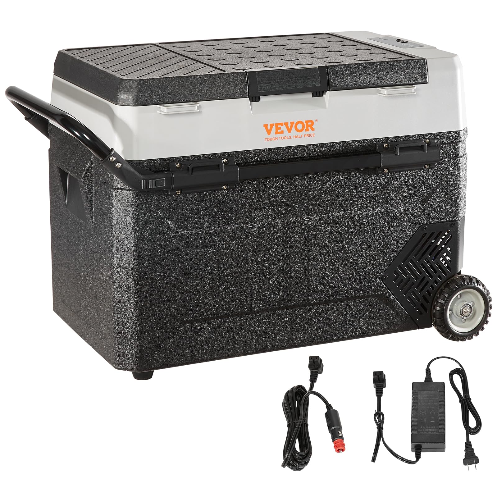 Photo 1 of **HEAVY DIRT**VEVOR Car Refrigerator, 56 Qt Dual Zone Car Fridge, -4°F to 50°F Precision Control, Portable Freezer with LED light & Rolling Wheels, Energy-Efficient Truck Cooler for Camping, Travel, RV, Road Trips