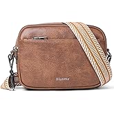Bluome 4 Zips Crossbody Bags Purses Handbags For Women Small Pu Leather Shoulder Cross Body Travel Bag For Woman Guitar Strap
