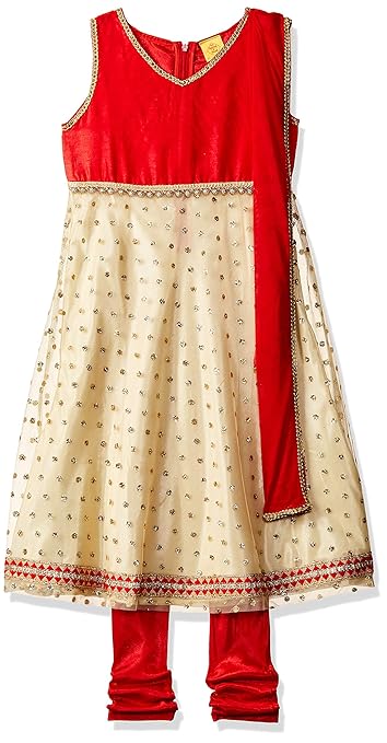 Girl's Cotton Salwar Suit (ILW19I56014H_Red_7-8yrs)