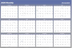 AT-A-GLANCE 2026 Wall Calendar, Dry Erase Wall Planner, Monthly, 48" x 32", Extra Large, Vertical/Horizontal, Reversible, 12-Month, Blue (A1152-26)