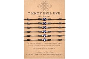PZXHRY 6pcs Evil Eye Bracelets String Kabbalah Protection Bracelets Rakhi for Brother Gifts for Women Men Family Friend Good 