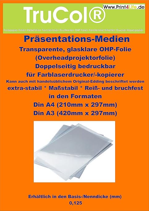 100 sheets of A4 OHP sheet (OHP transparencies transparent paper) for ...