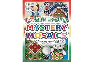 Mystery Mosaic 100 Winter Vibes Color by Number Squares and Dots for Adults & Teens: Pixel Art Quest Featuring Christmas Holiday Seasonal Images for ... Relief (Mystery Mosaic Color By Number)