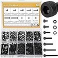 705 Pieces M2.5 Screws Nuts Washers Set Black, Sutemribor M2.5 x 4/6/8/10/12/16/20mm Hex Socket Head Cap Screws Nuts Washers Assortment Kit, 12.9 Grade Alloy Steel, Fully Threaded