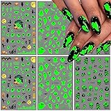 6 Sheets Halloween Luminous Nail Art Stickers Glow