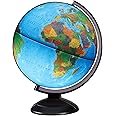 Replogle Ready to Assemble Illuminated World 12" Raised Relief Diameter Globe, USA Cartography, Modern Acrylic Globe Stand and Blue Ocean Globe Ball. Easy to assemble globe that shows both Political and Vegetative information including political borders and provincial borders, major ocean currents, detailed lakes, rivers, tributaries and canals. (Illuminated)