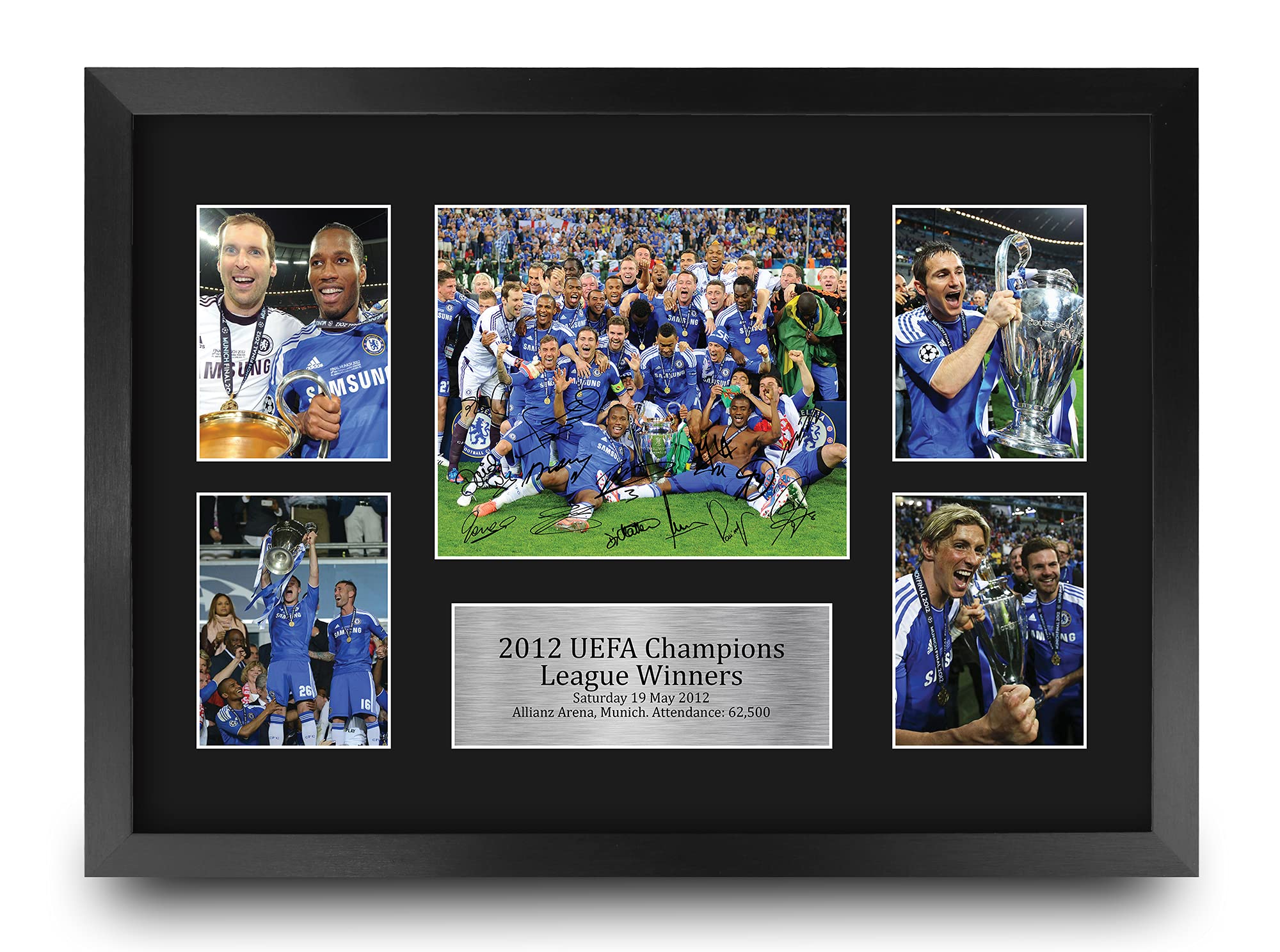 HWC Trading FR A3 Champions League Winners 2012 Printed Memorabilia Signed Autograph Photograph Display for Football Fans and Supporters - A3 Framed