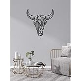 RESACO Cow Skull Metal Wall Art Western Wall Decor Western Bathroom Decorations Southwestern Decor Desert Wall Sculptures for Living Room Bedroom Indoor Outdoor (Black 13in x13in)