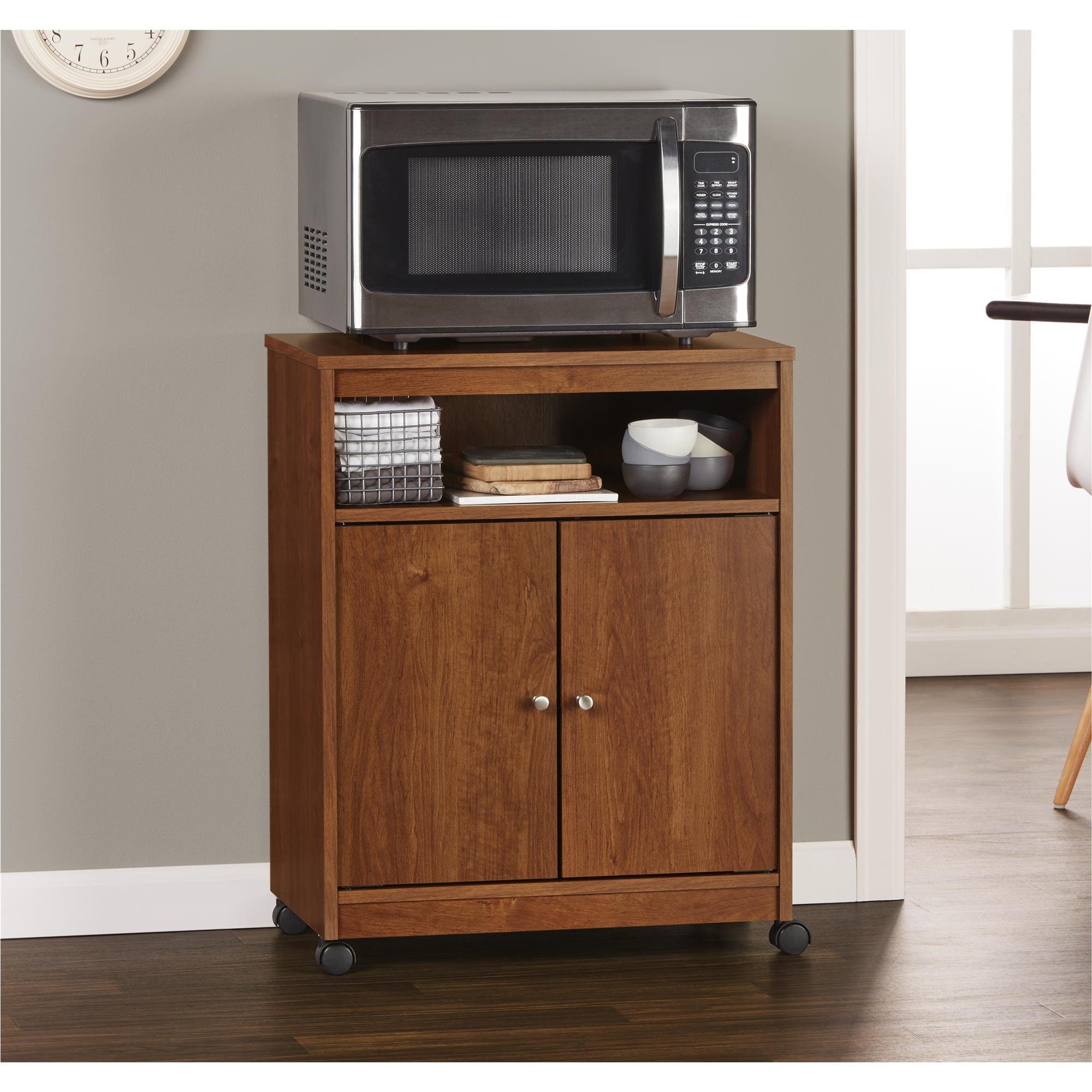 Ameriwood Home Landry Microwave Cart, Brown Oak