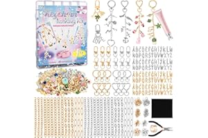 Zefy 552Pcs Charms Lip Gloss Keychain Making Kit, Gold Silver Bag Charm Kit, Including 214 Charms 24 Key Chain Clips with Org