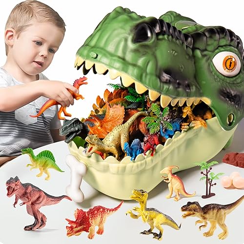 Dinosaur Toys for Kids 3-5,45PCS Realistic Jurassic Dinosaurs Figures with  Eggs&Trees&Fence Playset to Create a Dino World,Educational Figures, Great 