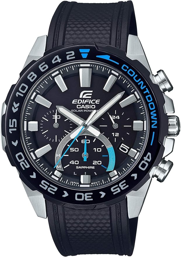 casio edifice blue leather strap watch