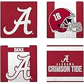 FOCO NCAA Official 4-Pack Beverage Drink Stone Coaster Set (Alabama Crimson Tide)