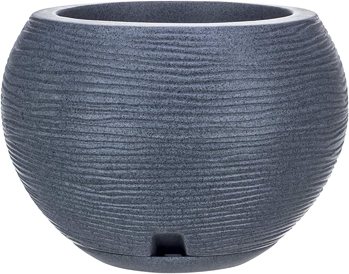 Pot De Fleurs Interieur Exterieur Moderne Et Decoratif Resistant Au Soleil Et A La Pluie 17 X 19 Cm Effet Pierre Gris Fonce Amazon Fr Jardin