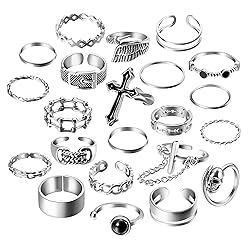 PANTIDE Vintage Punk Rings Set Gothic Knuckle Midi