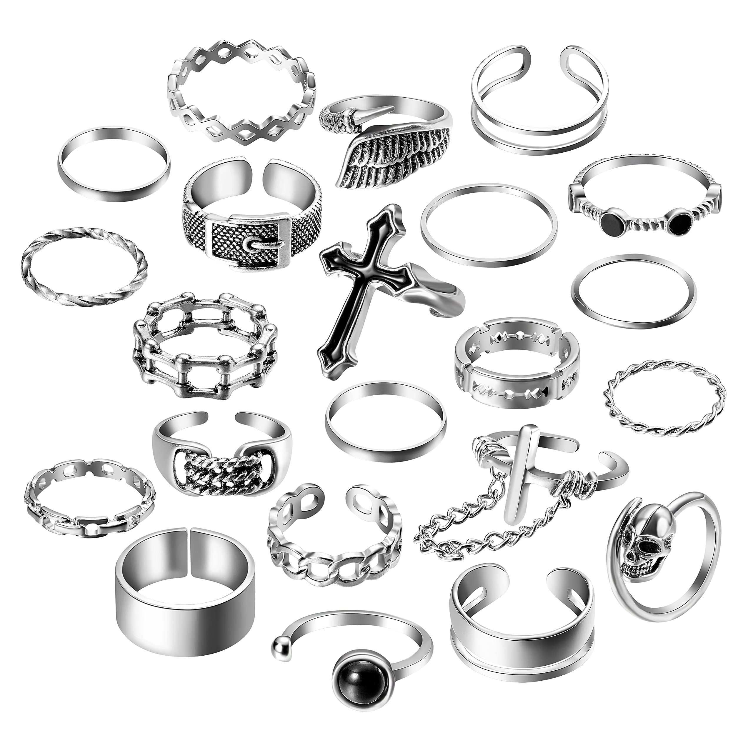 PANTIDE Vintage Punk Rings Set Gothic Knuckle Midi