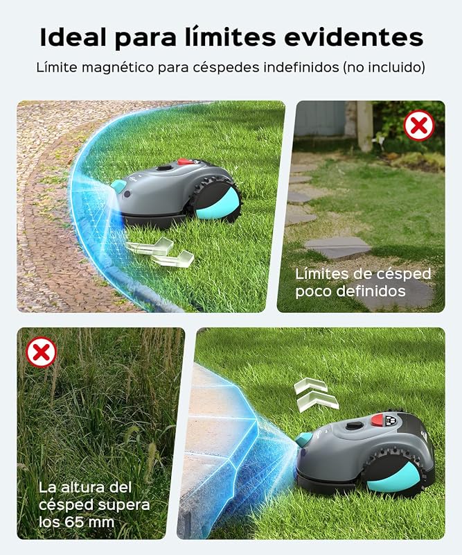 Cortador de relva robótico V100 sem cabo perimetral, com câmara, sistema de evitação de obstáculos, navegação visual, bateria 4 Ah, corta-relva robótica com lâminas de substituição e corte em espiral