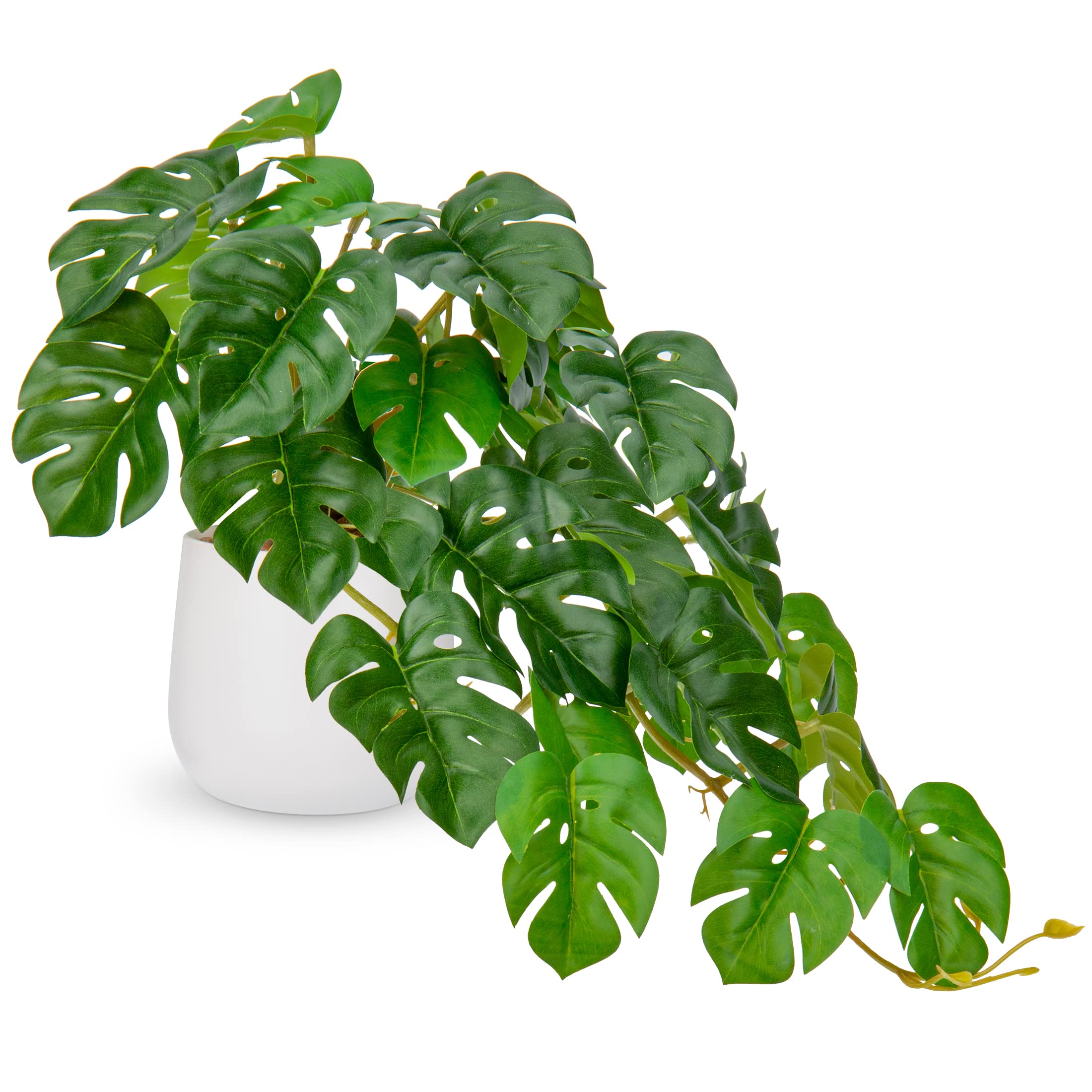 Hollyone Artificial Plants in Ceramic Pots, Fake Monstera Plant Decorative Faux Potted Plants, Realistic House Plant Indoor for Home Décor, Bathroom, Living Room, Kitchen, Shelf, Office Decorations